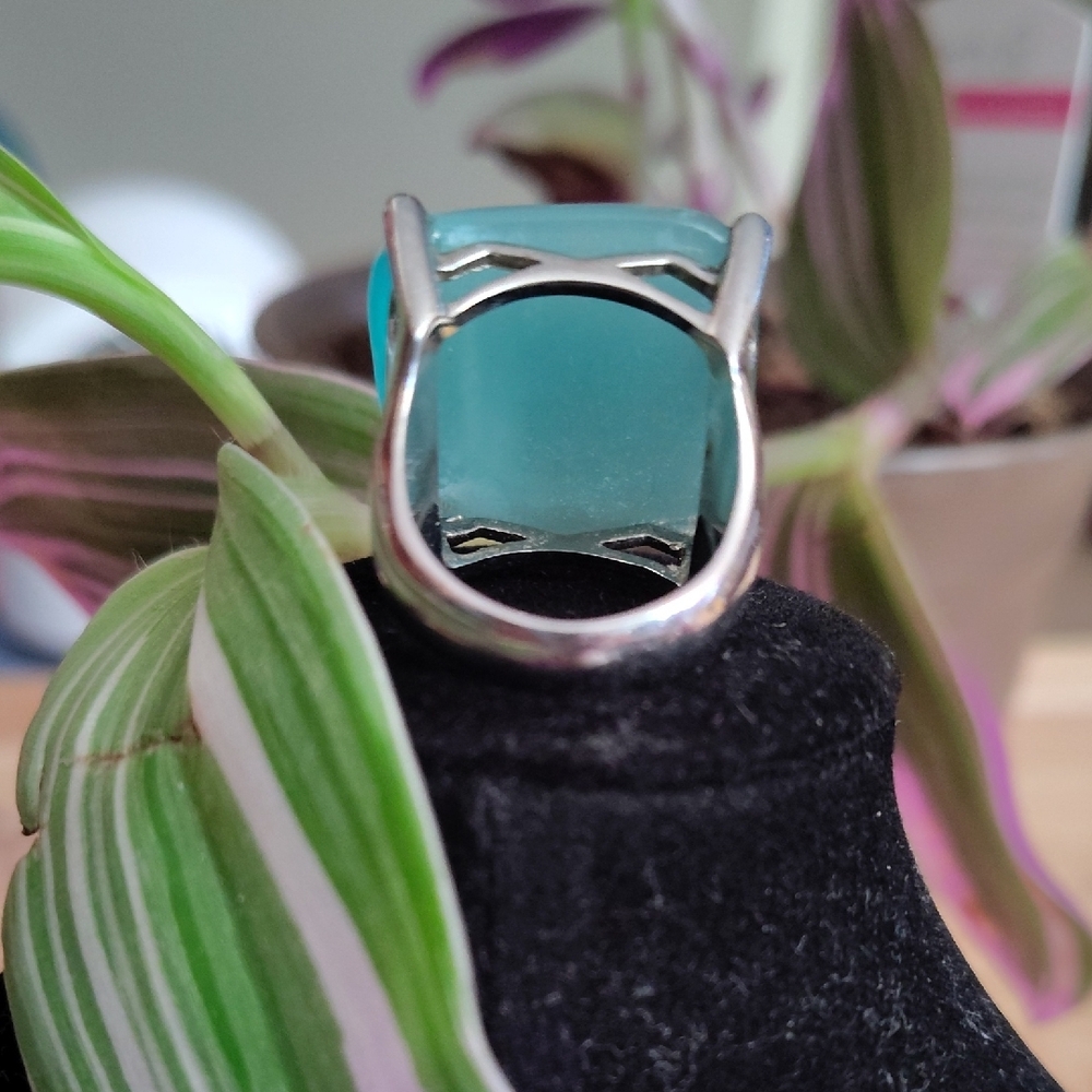 Chic Turquoise Square Gemstone Ring - image 3